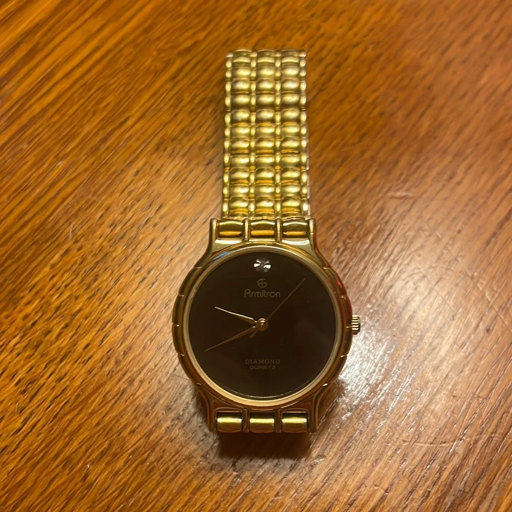 Women’s Armitron Two-Tone Watch Black Dial Diamond Accents Day/Date NWT Two Tone Women main image 4